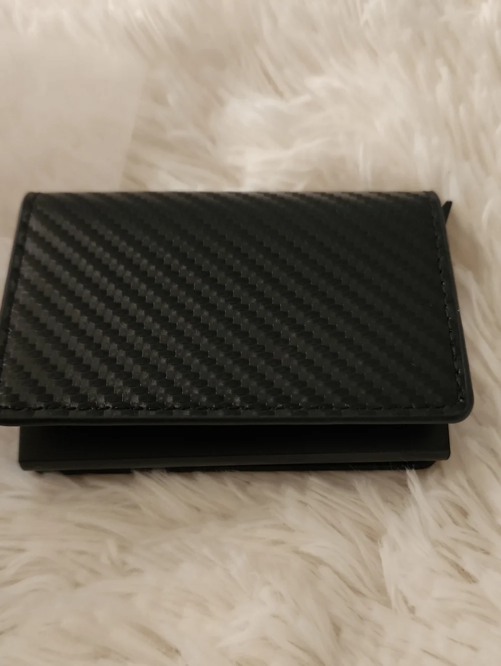 New Mens Black Carbon-Texture RDIF Card Holder Wallet